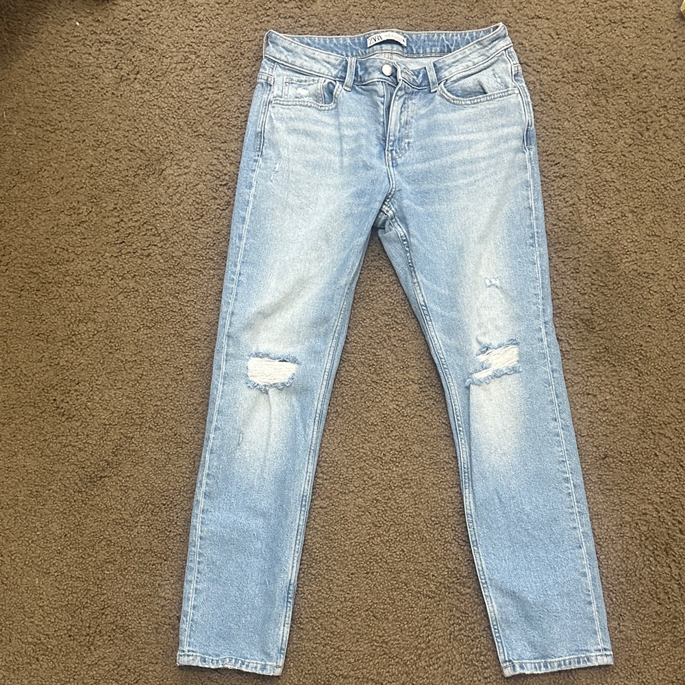 Zara Light Blue Ripped Skinny Jeans